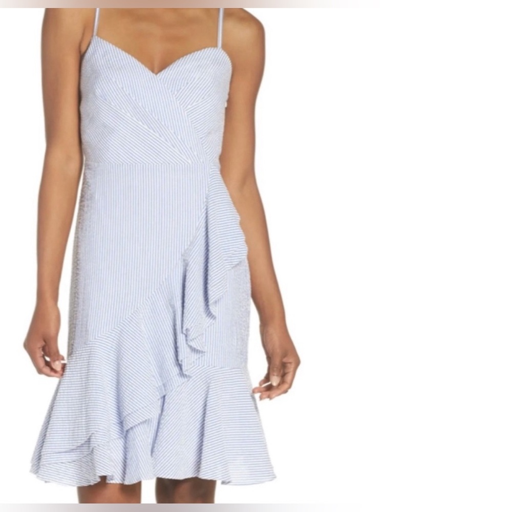 J.Crew Seersucker Spaghetti Strap Ruffle Dress